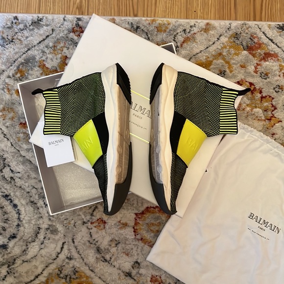 Neon BALMAIN high top logo sneakers - Picture 5 of 8